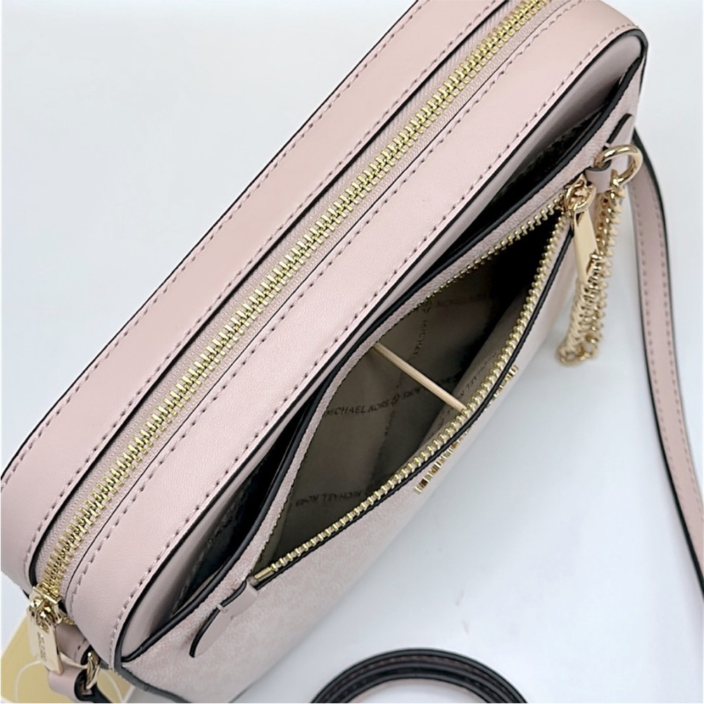 Michael Kors Jet Set Large Ombré Signature LogoEast West Crossbody Powder Blush - Picture 8 of 12